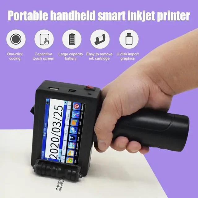 Alt view image 2 of 5 - TOAUTO Portable Intelligent Upgraded Handheld Inkjet Printer HP-003 with 3.7 Inch LED Touch Screen Quick-Drying Inkjet Coding Machine for Code Date Label (Support 14 Languages & 3 Print Precision)