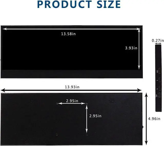 Alt view image 4 of 5 - VSDISPLAY 14'' 14 Inch 3840x1100 IPS LCD Touchscreen 4K Display with Type-C Video Input and Dual Speakers,for DIY Stretched Bar LCD/Laptop Second Monitor