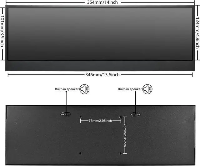 Alt view image 5 of 5 - wisecoco 14'' 4K UHD IPS 3840x1100 Stretched Bar Touch Screen Display Monitor for Laptop Computer PC Speed Temperature Windows Aida64 CPU GPU HDMI Secondary Monitor for Music Media Timeline Editing