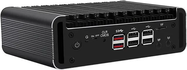 Alt view image 2 of 5 - Firewall Micro Appliance, Fanless Mini PC Intel N100 Quad Core, DDR5 RAM, VPN, Router PC, AES-NI, 4 Intel 2.5GbE I226-V LAN, Barebone