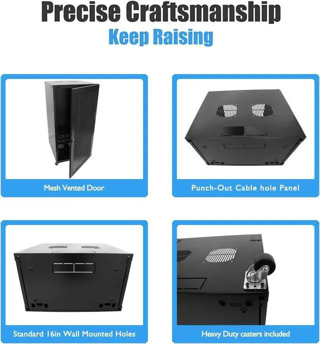 Alt view image 5 of 5 - RAISING ELECTRONICS 18U Wall Mount Network Server Cabinet Rack Enclosure Ventilated Door Lock 600mm Deep (18U)