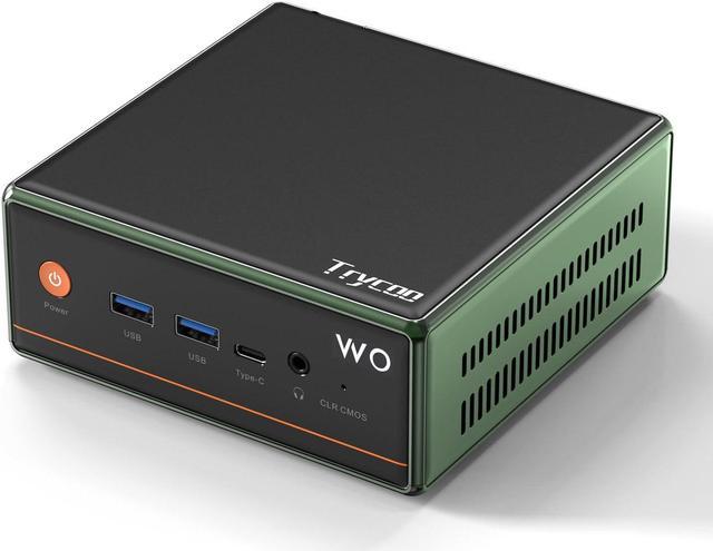 Trycoo WO-4 Mini PC, AMD Ryzen 5 5500U(4.0GHz) Processor, 16GB DDR4 RAM 1TB  SSD, Support 4K@60Hz Triple Output/WiFi6/BT5.2/Dual RJ45/USB3.2