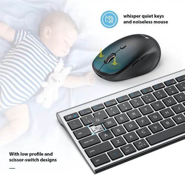 Alt view image 4 of 5 - iClever Bluetooth Keyboard and Mouse, Rechargeable Wireless Keyboard and Mouse Combo with Numeric Keypad, Ultra-Slim Full Size Multi-Device Keyboard for Mac, iPad, MacBook, iPhone, Android, Windows