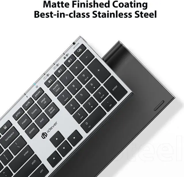 Alt view image 5 of 5 - iClever Bluetooth Keyboard and Mouse, Rechargeable Wireless Keyboard and Mouse Combo with Numeric Keypad, Ultra-Slim Full Size Multi-Device Keyboard for Mac, iPad, MacBook, iPhone, Android, Windows