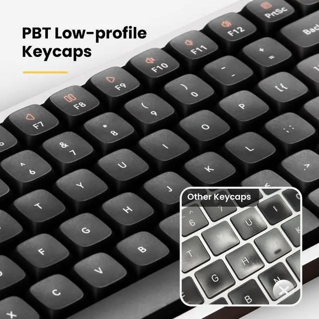 Alt view image 4 of 5 - LOFREE Flow Low Profile Mechanical Keyboard, 100 Keys Rechargeable Wireless Keyboards with Bluetooth and Wired Connection for Windows, Mac OS/White Ghost Linear Switches