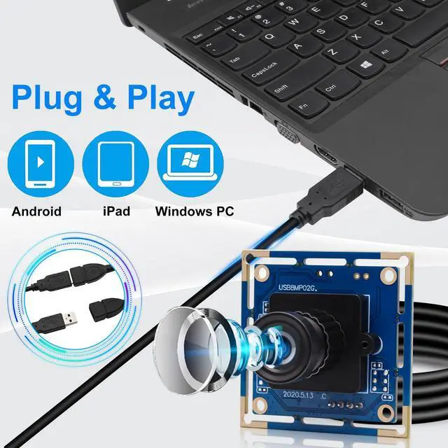 Alt view image 5 of 5 - 8MP USB Camera Module IMX179 3264x2448P HD Small UVC Webcam with M12 3.6mm Lens - Manual Focus Plug & Play for Lightburn 3D Printer Raspberry Pi PC Mac Linux - Industrial/Machine Vision