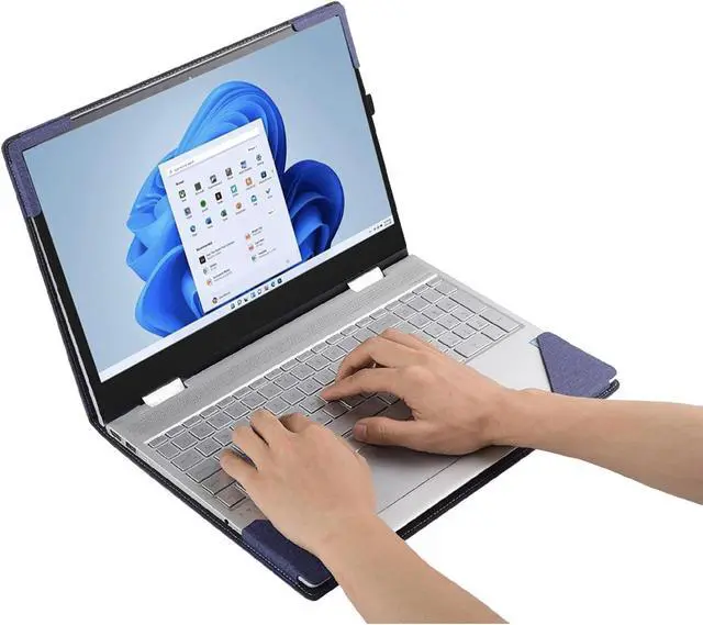 Alt view image 5 of 5 - Laptop Case Cover for 2024 Newest 16'' Samsung Galaxy Book4 Pro 360 & Samsung Galaxy Book4 Ultra & Samsung Galaxy Book4 Pro,2 in 1 PU Leather Protective Bag Sleeve with Pen Holder (Dark Blue)