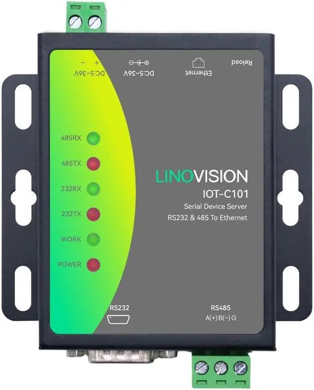 Main image of LINOVISION Dual Ports Serial Server, RS485 and RS232 to Ethernet Convertor, Modbus RTU/TCP Conversion, RS485 and RS232 to RJ45 Convertor, Processor Upgraded
