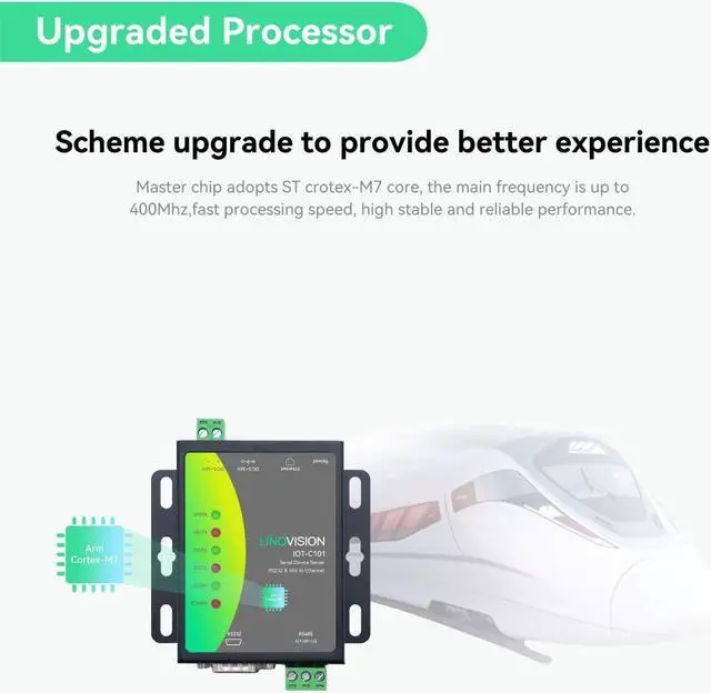 Alt view image 4 of 5 - LINOVISION Dual Ports Serial Server, RS485 and RS232 to Ethernet Convertor, Modbus RTU/TCP Conversion, RS485 and RS232 to RJ45 Convertor, Processor Upgraded