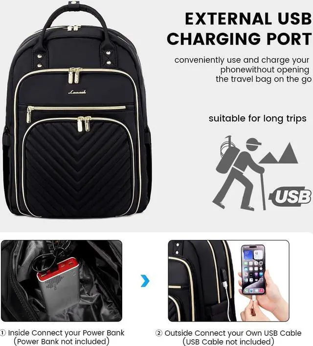 Alt view image 5 of 5 - LOVEVOOK Laptop Backpack for Women, Water Resistant Travel Work Backpacks Purse Stylish Business Teacher Nurse Computer Bag with USB Charging Port