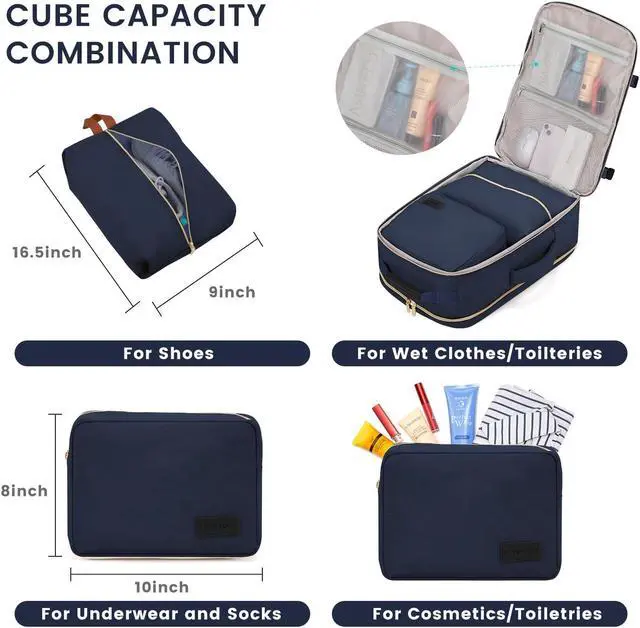 Alt view image 5 of 5 - LOVEVOOK 40L Large Travel Backpack for Women Men, 17 Inch Carry on Backpack for Traveling on Airplane, Personal Item Travel Bag Airline Approved, Business Causal Weekender Backpack, Blue-Black