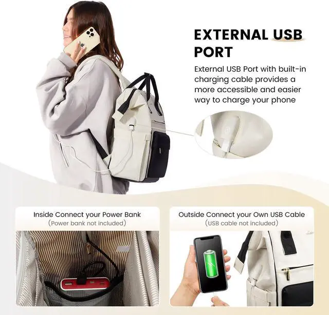 Alt view image 5 of 5 - LOVEVOOK Laptop Backpack Purse for Women Waterproof Teacher Nurse Bag, 17.3 Inch Work Laptop Bag with Organizer Bag Business Travel Computer Backpack, 2pcs set