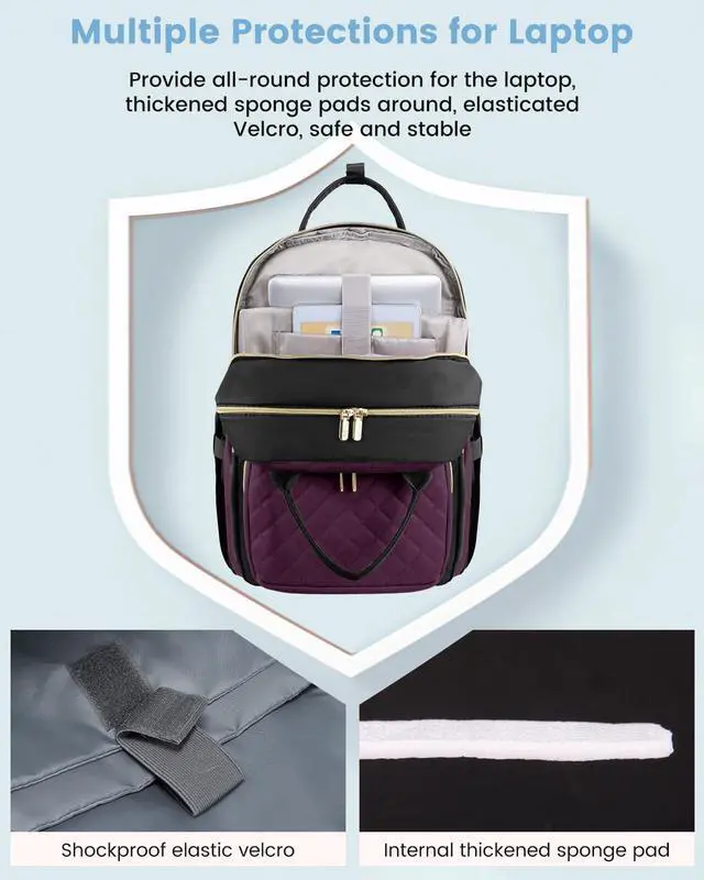 Alt view image 4 of 5 - LOVEVOOK Laptop Backpack for Women with Separate Laptop Compartment, 17" Water Resistant Lightweight Daypacks for College Travel Work Business, Nurse Teacher Computer Bags