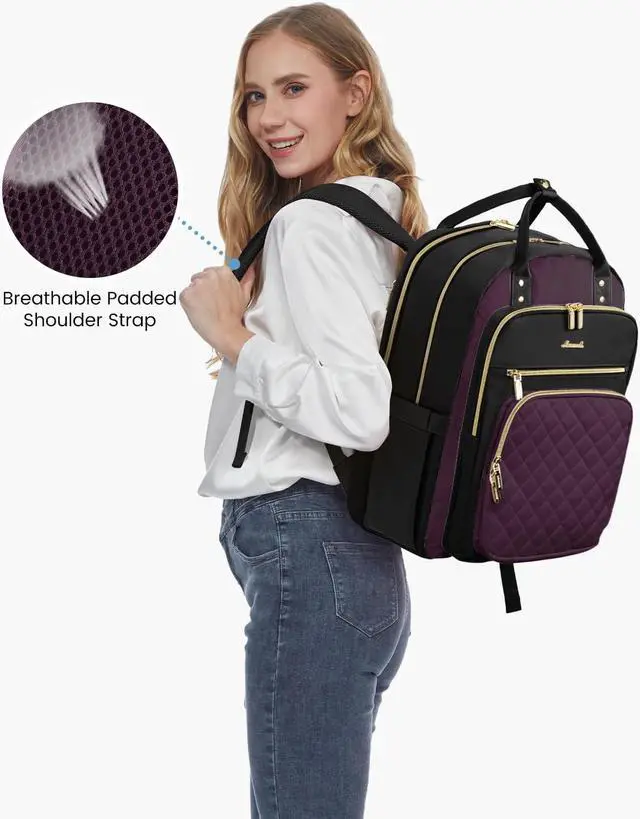 Alt view image 5 of 5 - LOVEVOOK Laptop Backpack for Women with Separate Laptop Compartment, 17" Water Resistant Lightweight Daypacks for College Travel Work Business, Nurse Teacher Computer Bags