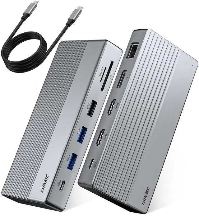 Main image of Dual Monitor Docking Station, USB C Dock(11-in-1) Support Dual/Triple Display with 2 HDMI, DP, 100W PD, Ethernet, 4USB, SD/TF Card Reader, Multi-Port Laptop Dock Compatible with MacBook/Dell/HP/Lenovo