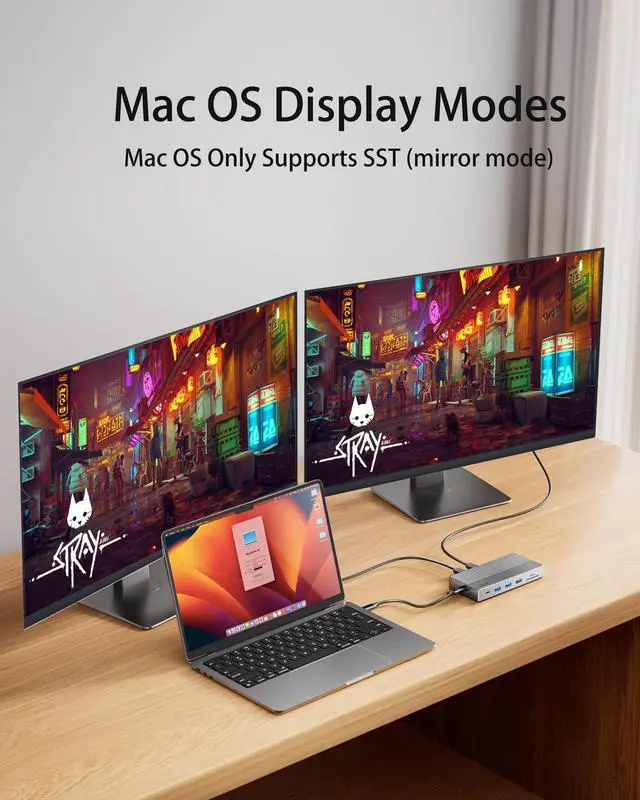 Alt view image 4 of 5 - Dual Monitor Docking Station, USB C Dock(11-in-1) Support Dual/Triple Display with 2 HDMI, DP, 100W PD, Ethernet, 4USB, SD/TF Card Reader, Multi-Port Laptop Dock Compatible with MacBook/Dell/HP/Lenovo