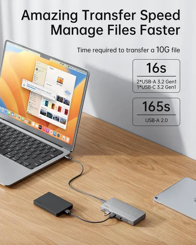 Alt view image 5 of 5 - Dual Monitor Docking Station, USB C Dock(11-in-1) Support Dual/Triple Display with 2 HDMI, DP, 100W PD, Ethernet, 4USB, SD/TF Card Reader, Multi-Port Laptop Dock Compatible with MacBook/Dell/HP/Lenovo