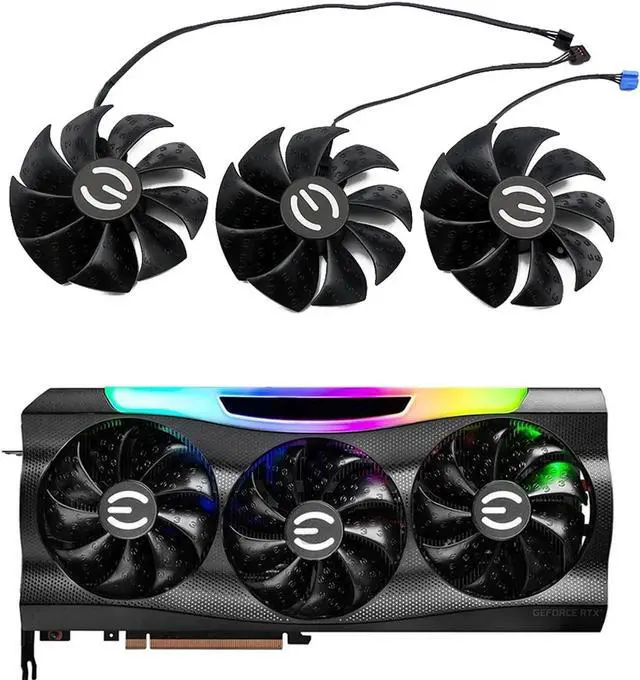 Alt view image 2 of 5 - 87mm T129215SU PLA09215S12H 12V 0.55A 4Pin Graphics Card Fan for EVGA RTX 3070 3080 3090 XC3 Black Gaming Graphics Card Fan