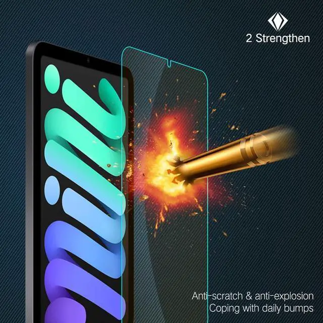 Alt view image 4 of 5 - PERFECTSIGHT Anti Blue Light Screen Protector Compatible with iPad Mini 7 A17 Pro 7th Gen 2024 & Mini 6 6th Gen 2021 8.3 Inch, [Eye Protection] HD Clear Filter 6 Radiations Tempered Glass [1 Pack]