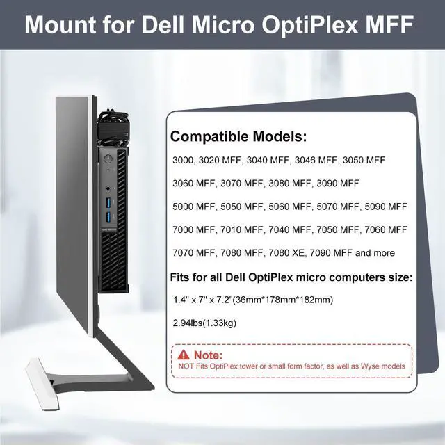 Alt view image 2 of 5 - Pack of 2 Mini PC Vesa Mount for Dell Micro Mount, Mount for Dell OptiPlex Micro Form Factor Case for Dell MFF 7080 5070 3000 7060 7090 7010 3060 3040 3046 3050 3090 7080XE and More, Vesa & Wall Mount