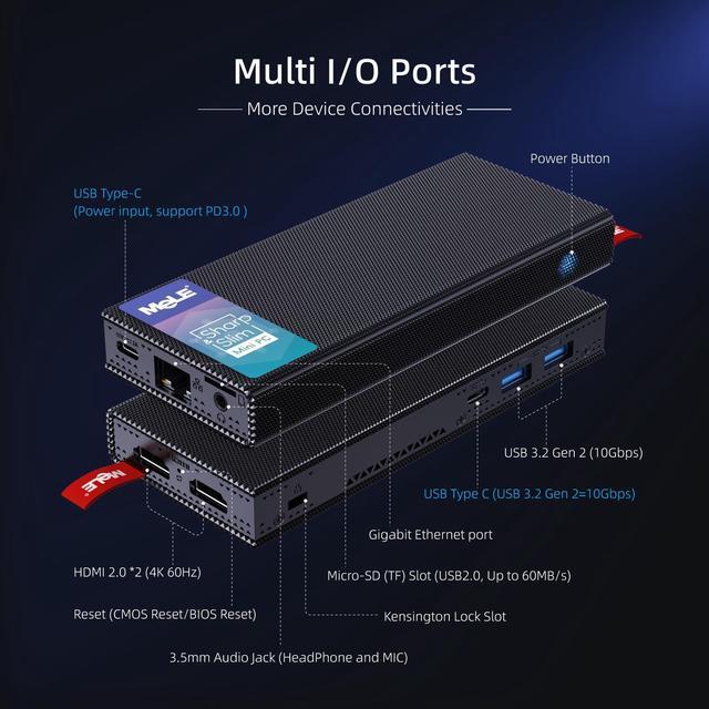 Alt view image 2 of 5 - MeLE PCG02 Pro Fanless Mini PC Stick Alder Lake N100(up to 3.4GHz) Micro PC 8GB 256GB Mini Computers Small Desktop with 2.4G/5G WiFi, Bluetooth, Dual HDMI 4K Display, VESA for Home/Office