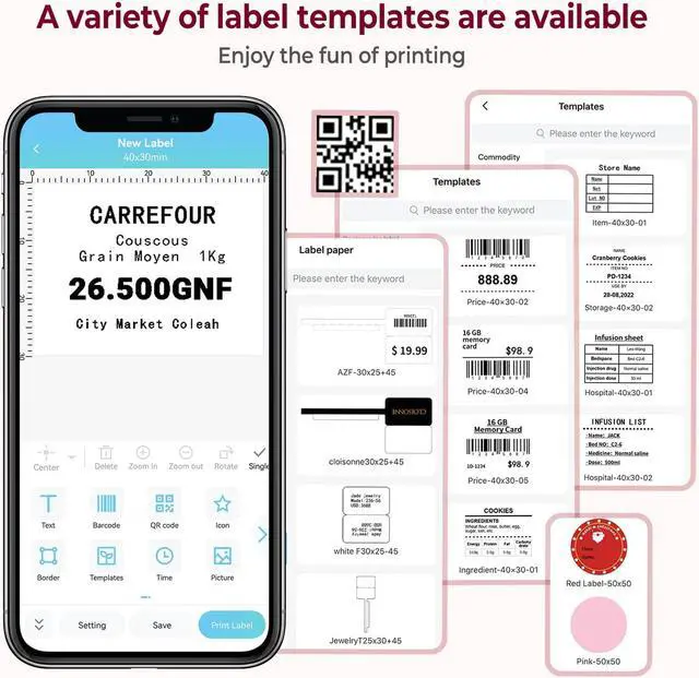 Alt view image 3 of 5 - Memoqueen M110 Portable Bluetooth Thermal Label Printer with 2 Inch Circle Thermal Label for Gift/Mailing/Business/Home Tag,140labels/Roll