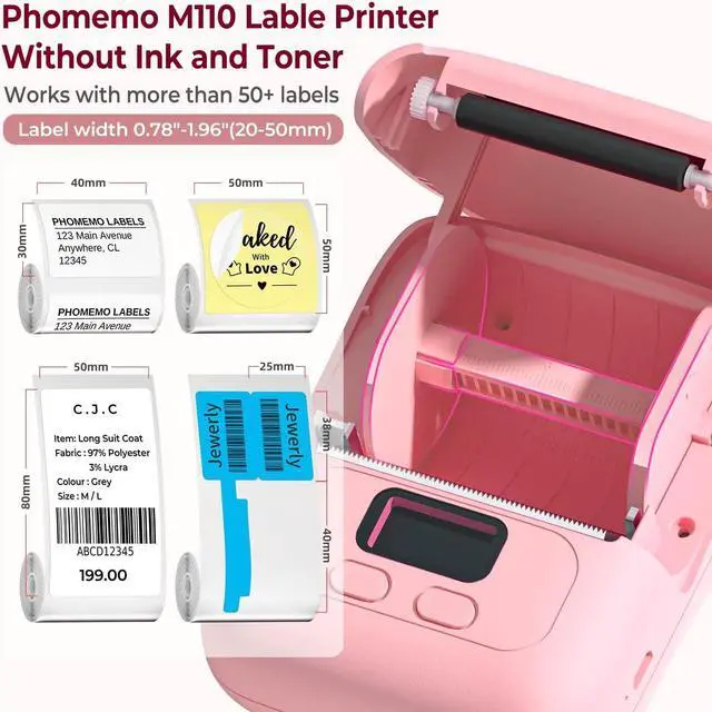 Alt view image 4 of 5 - Memoqueen M110 Portable Bluetooth Thermal Label Printer with 2 Inch Circle Thermal Label for Gift/Mailing/Business/Home Tag,140labels/Roll
