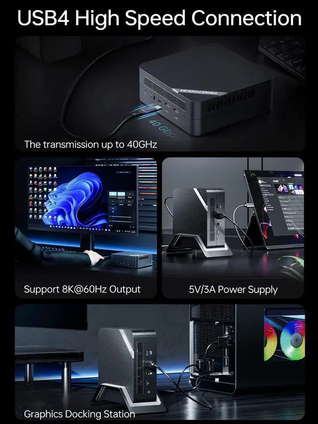 Alt view image 5 of 5 - MINISFORUM UM773 Lite Mini PC AMD Ryzen 7 7735HS(8C/16T, up to 4.75GHz) Barebone Small PC Without RAM/SSD/OS, 2xHDMI(4K), 1xUSB4(8K) Output, Radeon 680M Graphics 2.5G LAN Small Desktop Computer