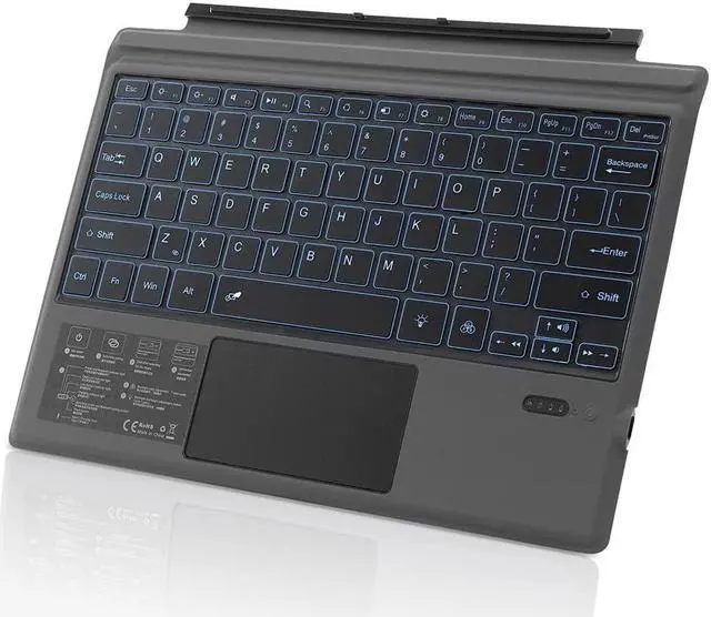 Main image of Wireless Bluetooth Keyboard with Touchpad for Microsoft Surface Pro 3/4/5/6/7, Portable Replacement Keyboard Type Cover with 7 Color LED Backlit, Built-in 550mAh Lithium Battery