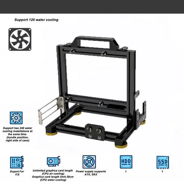Alt view image 2 of 5 - Aluminum Alloy Open Case Gaming Computer Chassis Desktop Bracket Water Cooling Box Mini Itx Personality Creativity