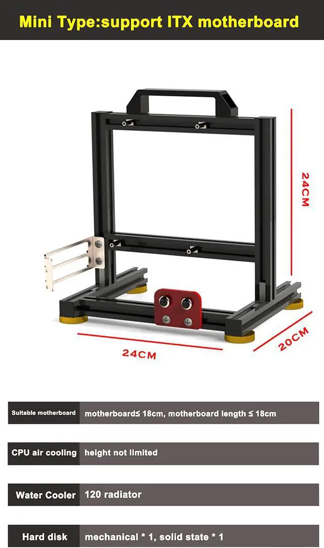 Alt view image 3 of 5 - Aluminum Alloy Open Case Gaming Computer Chassis Desktop Bracket Water Cooling Box Mini Itx Personality Creativity