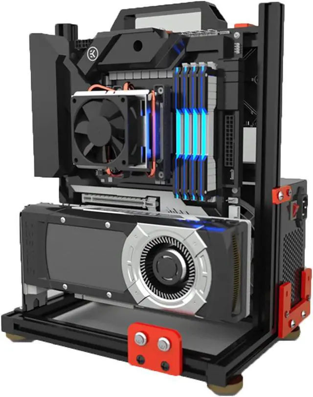 Alt view image 4 of 5 - Aluminum Alloy Open Case Gaming Computer Chassis Desktop Bracket Water Cooling Box Mini Itx Personality Creativity