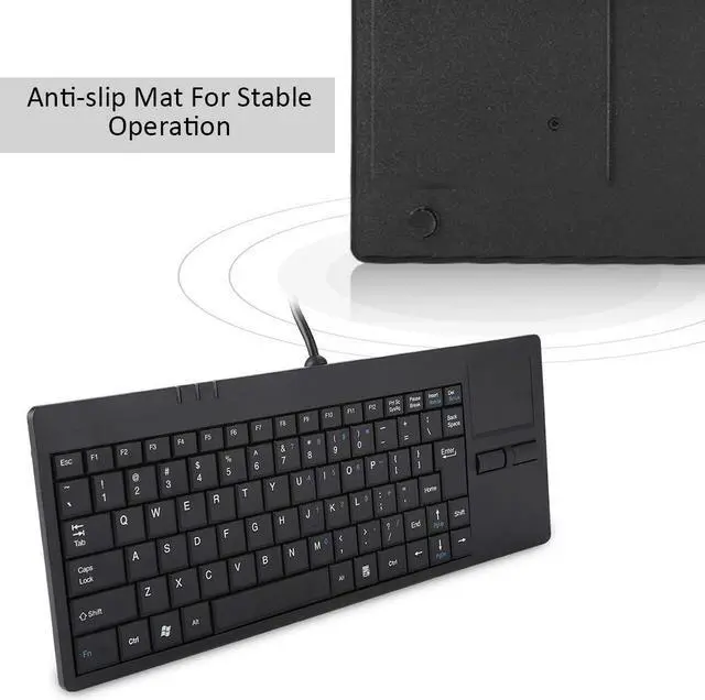 Alt view image 4 of 5 - Hilitand Wired USB Touchpad Keyboard,MC-818 Compact USB Keyboard with Touchpad, 82 Keys, QWERTY and Anti-Slip Mat for Desktop Laptop Computers Notebook