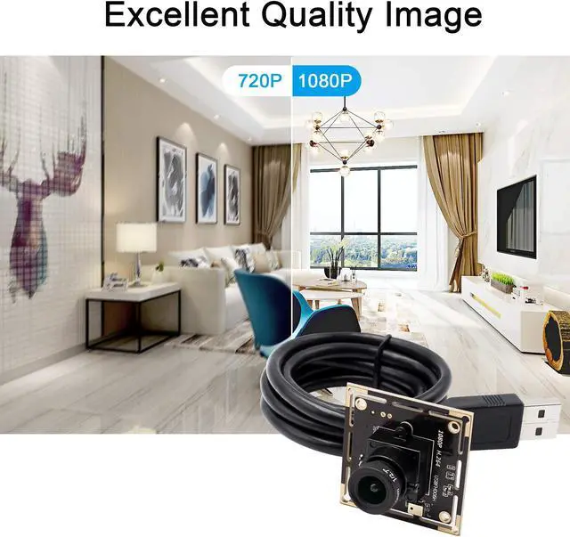 Alt view image 3 of 5 - Hotpet 2MP Webcam 1080P Mini Camera Module with Sony IMX322 Sensor Webcam 0.01Lux Low Illumination H.264 USB Camera Board Play & Plug Free Drive USB 2.0 OTG Webcamera