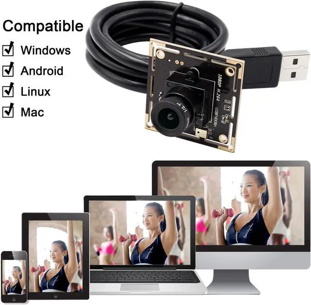 Alt view image 5 of 5 - Hotpet 2MP Webcam 1080P Mini Camera Module with Sony IMX322 Sensor Webcam 0.01Lux Low Illumination H.264 USB Camera Board Play & Plug Free Drive USB 2.0 OTG Webcamera