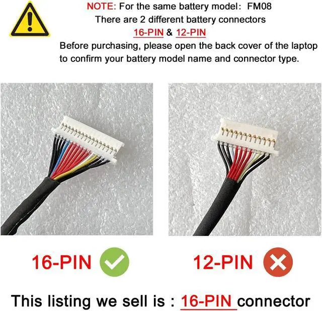 Alt view image 3 of 5 - Dentsing FM08 922752-421 922976-855 Laptop Battery Replace for HP OMEN 17-AN013TX 17-AN014TX 17-AN014NG 17-an008ur Series Notebook TPN-Q195 HSTNN-LB8B HSTNN-LB8A 14.4V 86Wh 5973mAh (16-PIN Connector)