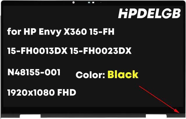 Alt view image 2 of 5 - HPDELGB Replacement for HP Envy X360 15-FH 15Z-FH 15-FH0013DX 15-FH0023DX 15-FH0097NR 15-FH0000 N48155-001 15.6" 1920x1080 FHD LCD Touch Screen Display Digitizer Assembly Black