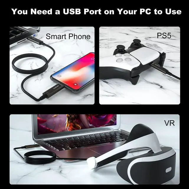 Alt view image 2 of 5 - huaham USB C Fiber Optic Cable 164FT, 10Gbps USB 3.2 Gen2 USB C Cable, Ultra Slim & Long Distance Transmission Type C Cable for Logitech 4K Camera,Microsoft Azure,VR/AR,Touch Screen,Industrial System