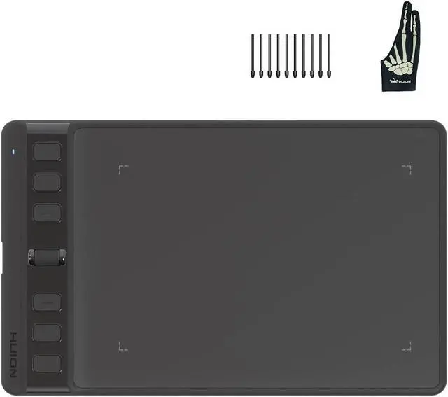 Main image of HUION Inspiroy 2 Small Drawing Tablet Black Digital Art Tablet Bundle with Skeleton Artist Glove