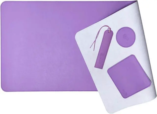 Alt view image 3 of 5 - ICONIC Pro PC Gear PU Leather Desk Mat | Premium Mouse Pad with Bonus Travel Pad, Coaster & Bookmark | Stylish, Durable, Waterproof Mouse Pad for Office & Home(Lavender XXL, 40"x16)