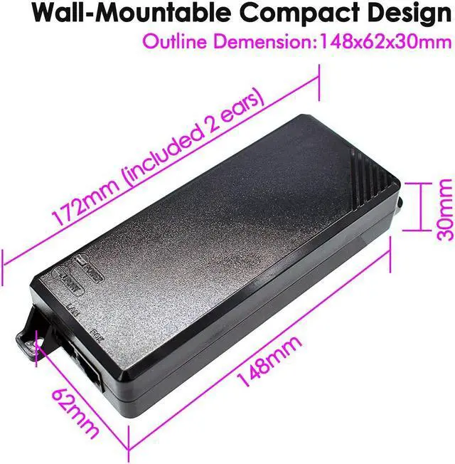Alt view image 5 of 5 - iCreatin 90W Gigabit Ultra PoE++ Injector Adapter, IEEE 802.3 bt /802.3at/ 802.3af Compliant, Up to 90W Ultra Power Supply, 10/100/1000Mbps Shielded RJ-45, Plug & Play
