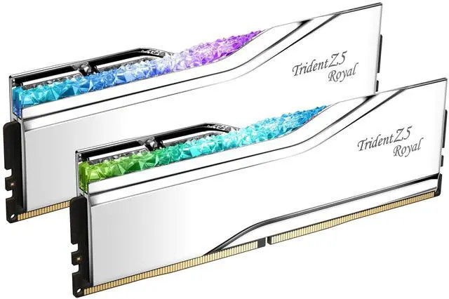 Main image of G.SKILL Trident Z5 Royal Series (Intel XMP 3.0) DDR5 RAM 32GB (2x16GB) 7200MT/s CL34-45-45-115 1.40V Desktop Computer Memory UDIMM - Silver (F5-7200J3445G16GX2-TR5S)