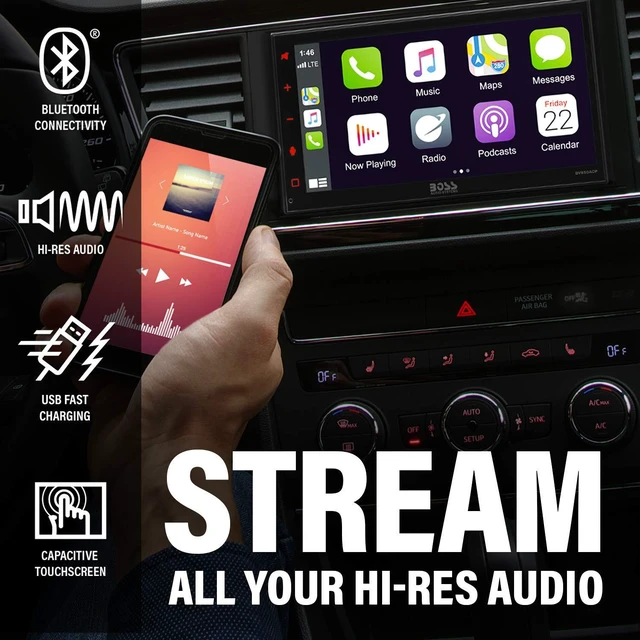 Alt view image 3 of 5 - BOSS Audio Systems Elite BV850ACP Car Multimedia Player with Apple CarPlay-Android Auto - Double Din, 6.75 Inch LCD Capacitive Touchscreen, Bluetooth, USB, AM/FM, No CD/DVD, Rear Camera Included