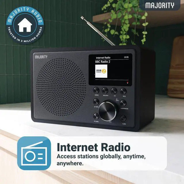 Alt view image 5 of 5 - Internet Radio for Home with WiFi and AM/FM | DSP Speaker Perfect for Bedroom, Kitchen, and Living Room Use | FM, Spotify Connect, Multi-Alarm, Frontier Oktiv App Control | Majority Touro