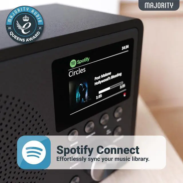 Alt view image 4 of 5 - Internet Radio for Home with WiFi and AM/FM | DSP Speaker Perfect for Bedroom, Kitchen, and Living Room Use | FM, Spotify Connect, Multi-Alarm, Frontier Oktiv App Control | Majority Touro