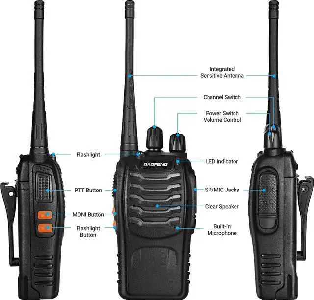 Alt view image 3 of 5 - Baofeng Walkie Talkies bf-888s Rechargeable Two-Way Radios for Adults Long Range Handheld Communicator Professional UHF Interphone 2 Pack Walky Talky Set with Earpiece,Li-ion Battery and Charger