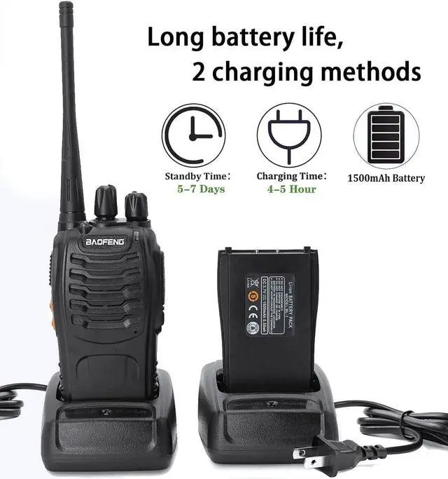 Alt view image 4 of 5 - Baofeng Walkie Talkies bf-888s Rechargeable Two-Way Radios for Adults Long Range Handheld Communicator Professional UHF Interphone 2 Pack Walky Talky Set with Earpiece,Li-ion Battery and Charger