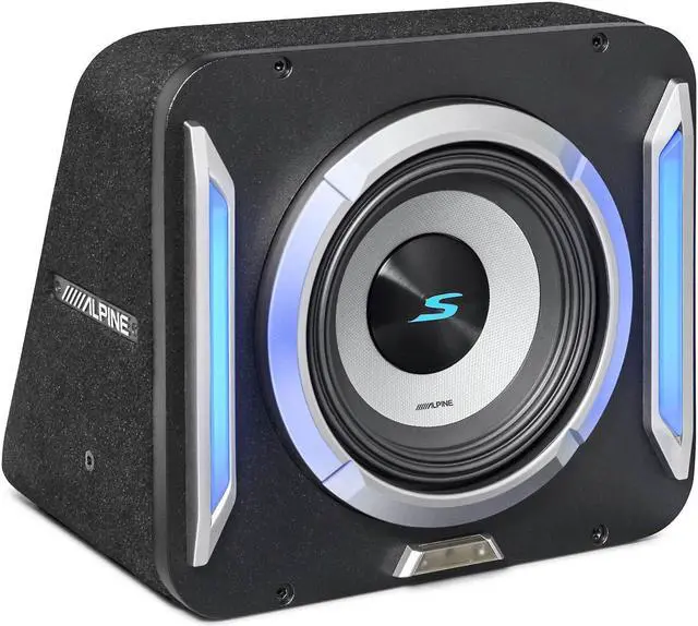 Alt view image 2 of 5 - Alpine S2-SB10 10" S-Series Halo PrismaLink Preloaded Subwoofer Wedge Enclosure with RGB Lighting