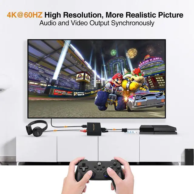 Alt view image 5 of 5 - avedio links 4K@60Hz HDMI Audio Extractor Converter, HDMI Video Audio Splitter Embedder Adapter + (SPDIF + L/R Stereo), Compatible with Fire Stick, Xbox, Support 3D, HDCP 2.2, HDMI2.0,18Gpbs (4K 60Hz)