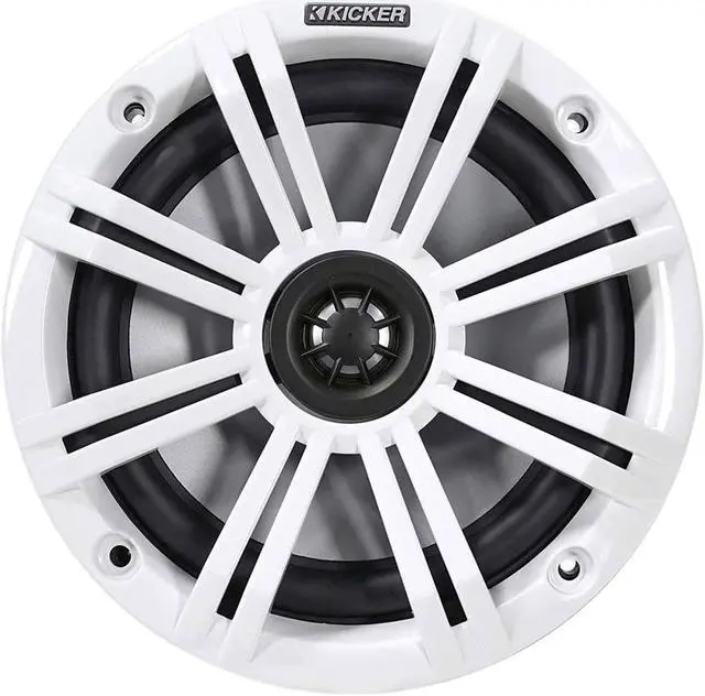 Alt view image 3 of 4 - 1 Pair (Qty 2) of Kicker 6.5" 2-Way 195 Watts Max Power Coaxial Marine Audio Speakers with White Grilles, 50 Feet 16-Gauge Speaker Wire